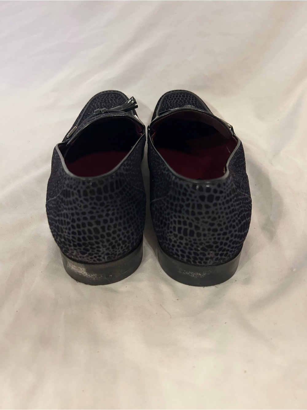 Mezlan Novara Black/Blue Genuine Suede Calfskin Tassel Slip-On Sz 9.5 - Picture 3 of 6